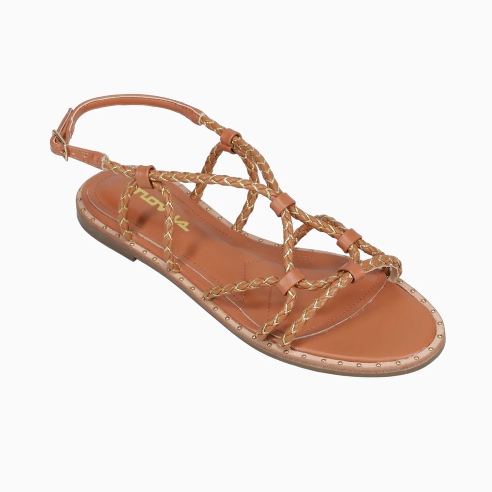 Elegant Tan Braided Sandals